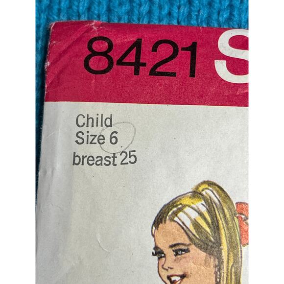 Simplicity 8421 Sewing pattern Girls A line dress 1960s size 6 - Picture 2 of 5